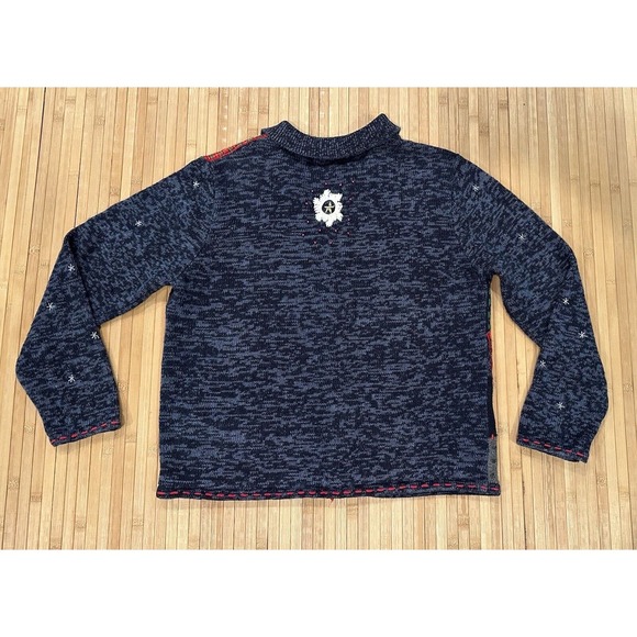 Hampshire Studio Ugly Christmas Sweater Sz Medium Snowman Patchwork Zip Up - Picture 2 of 6